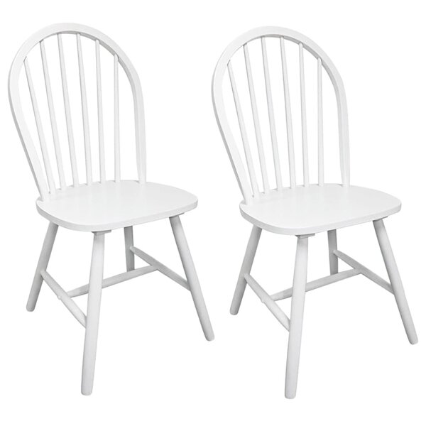 vidaXL Chaises à manger lot de 2 blanc bois d'hévéa solide
