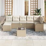 vidaXL Ensemble de canapé de jardin Beige polyrotin