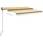 vidaXL Auvent rétractable automatique et poteaux 3 5x2 5 m Jaune blanc