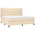 vidaXL Sommier à lattes de lit matelas et LED Crème 200x200 cm Tissu