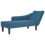 vidaXL Fauteuil long avec accoudoir droit bleu velours