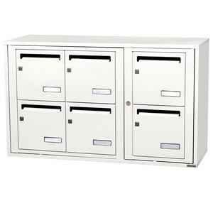 Bloc collectif leabox.com, 3x2, grade 3, simple face, Intérieur, fixation murale, Blanc pur RAL 9010 finition brillante