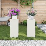 vidaXL Supports de Plantes d'Extérieur set de 2 blancs  24x24x55 cm  Acier