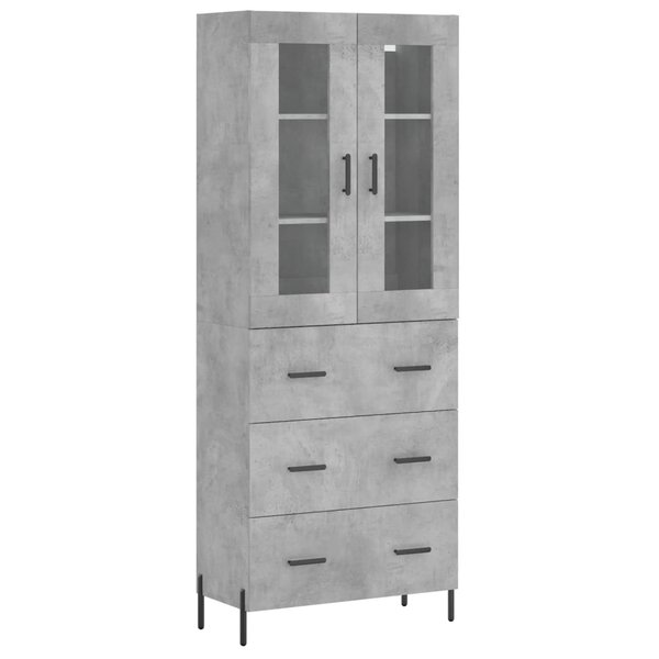vidaXL Buffet haut Gris béton 69 5x34x180 cm Bois d'ingénierie