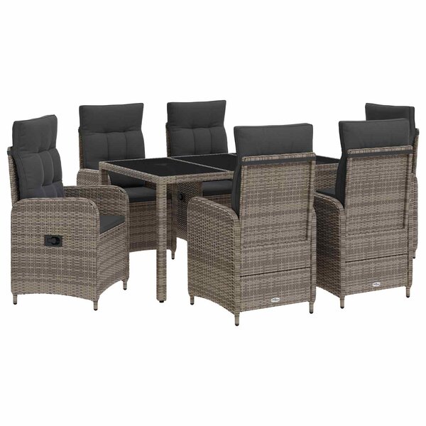 vidaXL Ensemble de repas extérieur 7 Pièces Gris clair et gris foncé
