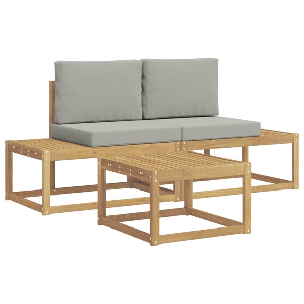 vidaXL Ensemble de canapés d'extérieur 3 Pièces Blanc et gris clair
