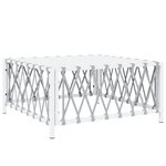 Salon de jardin meuble d'extérieur ensemble de mobilier avec coussins 5 pièces blanc acier 02_0018302