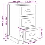 vidaXL Cabinet de chevet avec tiroir Chêne noir 39 x 39 x 67 5 cm