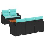 vidaXL Ensemble de canapé de jardin avec coussin 6 Pièces Noir Poly rotin