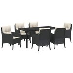 vidaXL Ensemble de salle à manger pour jardin 7 Pièces Noir Poly rotin