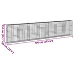 vidaXL Panier gabion avec couvercle 700x50x150 cm fer galvanisé