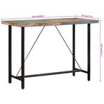 vidaXL Table de bar 150x70x107 cm bois massif de récupération et fer