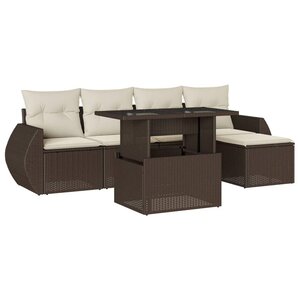 vidaXL Salon de jardin avec coussins 6 Pièces marron résine tressée