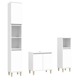 vidaXL Ensemble de meubles salle de bain 3 Pièces blanc bois d'ingénierie