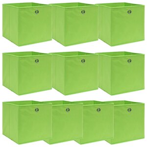 vidaXL Boîtes de rangement 10 Pièces Vert 32x32x32 cm Tissu