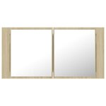 vidaXL Armoire à miroir à LED de bain Chêne sonoma 90x12x45 Acrylique