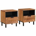 vidaXL Cabinet de chevet avec tiroir 2 Pièces Marron 40 x 33 x 46 cm