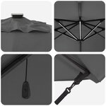 vidaXL Parasol déporté Roma avec LEDs anthracite 352x251x265 cm Aluminium