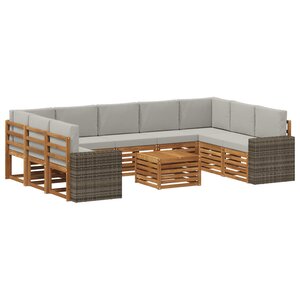 vidaXL Ensembles de canapés avec coussin 10 Pièces Naturel et gris clair