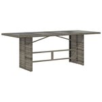 vidaXL Table de jardin avec dessus en verre gris résine tressée