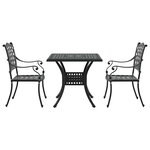 vidaXL Ensemble de tables de jardin 3 Pièces Noir Aluminium coulé