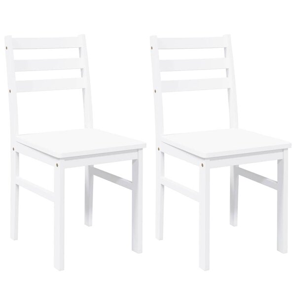 vidaXL Chaises à manger 2 Pièces blanc bois massif caoutchouc