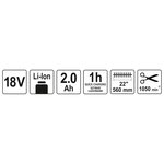 Yato taille-haie avec batterie li-ion 2 0ah 18v 560 mm