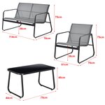 Salon de jardin de 4 meubles acier PVC noir gris clair 03_0008240