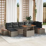 vidaXL Ensemble de Canapé de Jardin 8 Pièces avec Coussins Gris Poly Rattan