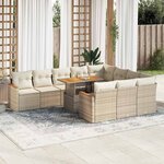 vidaXL Salon de jardin 11Pièces avec coussins beige résine tressée acacia