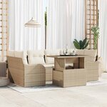 vidaXL Ensemble de canapé de jardin 7 Pièces Beige Poly rotin