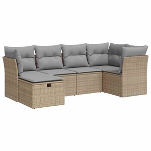 vidaXL Salon de jardin avec coussins 6 Pièces beige résine tressée