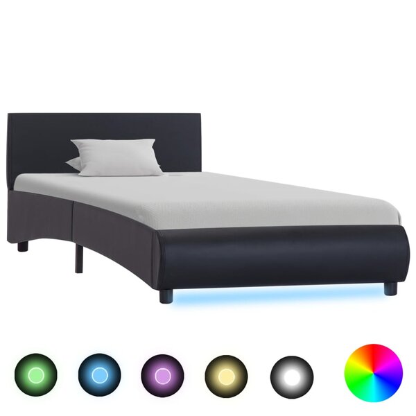 vidaXL Cadre de lit avec LED sans matelas noir 100x200 cm