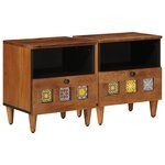 vidaXL Cabinet de chevet avec tiroir 2 Pièces Marron 40 x 33 x 46 cm