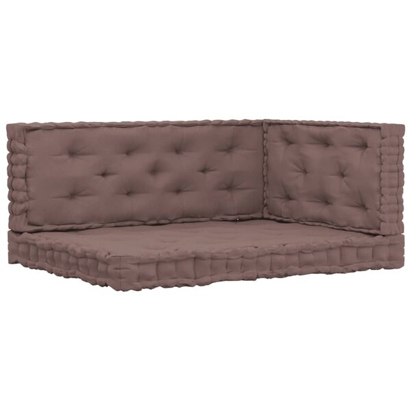 vidaXL Coussins de plancher de palette 3 Pièces Taupe Coton