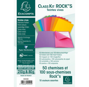 Pack 50 chemises + 100 sous chemises Rock's Assorties x 5 EXACOMPTA