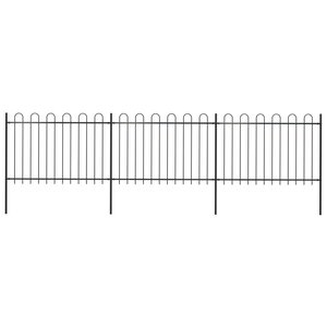 vidaXL Clôture de jardin avec dessus en cerceau Acier 5 1 x 1 2 m Noir