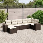 vidaXL Salon de jardin avec coussins 7 Pièces marron résine tressée