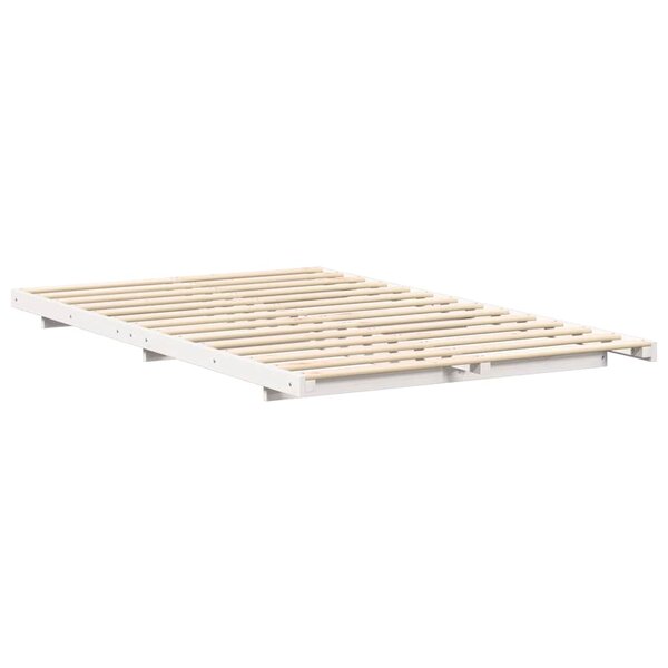 vidaXL Cadre de lit surélevé Blanc 120 x 200 cm Bois massif en pin