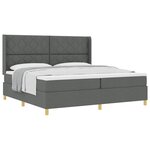 vidaXL Lit à ressorts avec matelas gris foncé 200 x 200 cm  tissu.