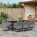 vidaXL Ensemble de salle à manger pour jardin 9 Pièces Gris polyrotin