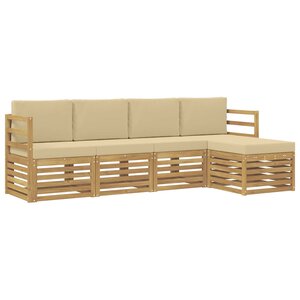 vidaXL Ensemble de canapés d'extérieur 5 Pièces Blanc et Beige Polyester