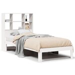 vidaXL Lit bibliothèque sans matelas blanc 90x200cm bois de pin massif