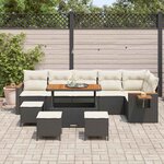 vidaXL Ensemble de canapé de jardin avec coussin 10 Pièces Noir et crème