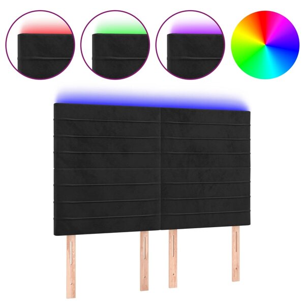 vidaXL Tête de lit à LED Noir 144x5x118/128 cm Velours