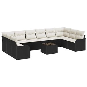 vidaXL Ensemble de canapé de jardin Noir 55 x 55 x 37 cm polyrotin