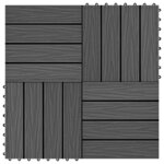 vidaXL Carreau de terrasse en relief 11 Pièces WPC 30x30 cm 1 m² Noir