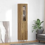 vidaXL Haut Armoire 2 Pièces Chêne artisanal Verre