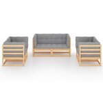 vidaXL Salon de jardin 6 Pièces avec coussins Bois de pin massif
