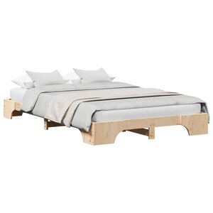 vidaXL Cadre de lit Naturel 135 x 190 cm Pin massif